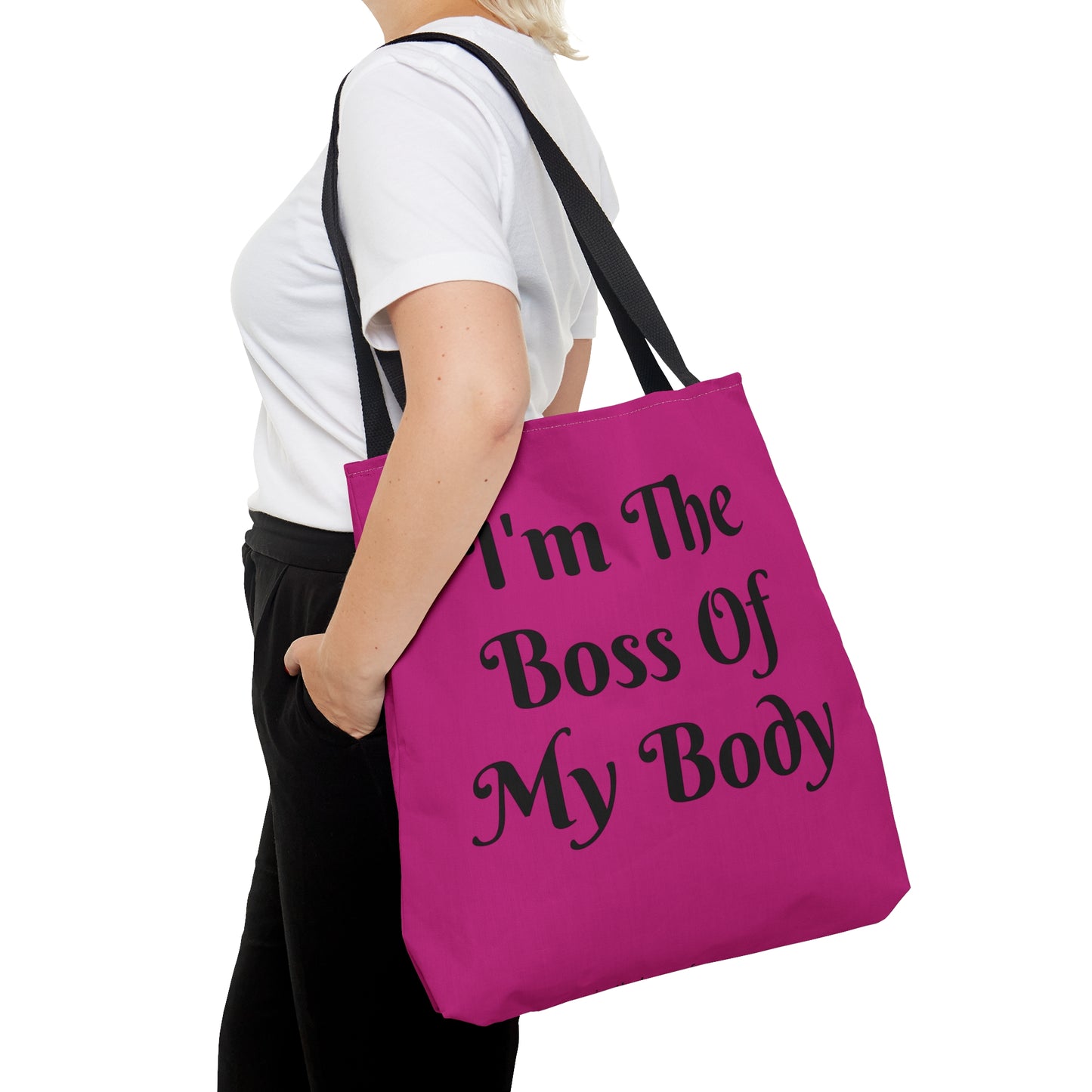 Hot Pink with Black Cotton Handles ITBOM Body Tote Bag