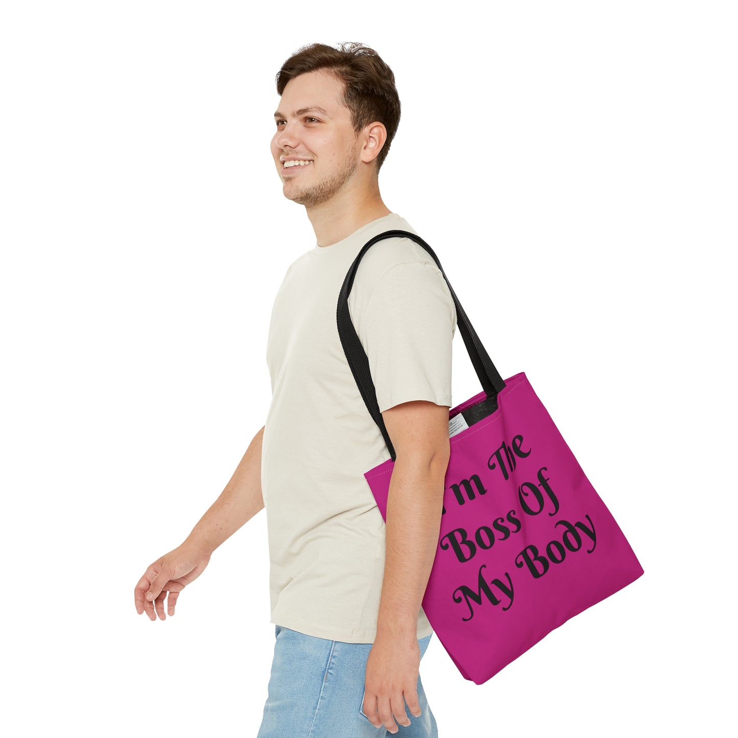 Hot Pink with Black Cotton Handles ITBOM Body Tote Bag